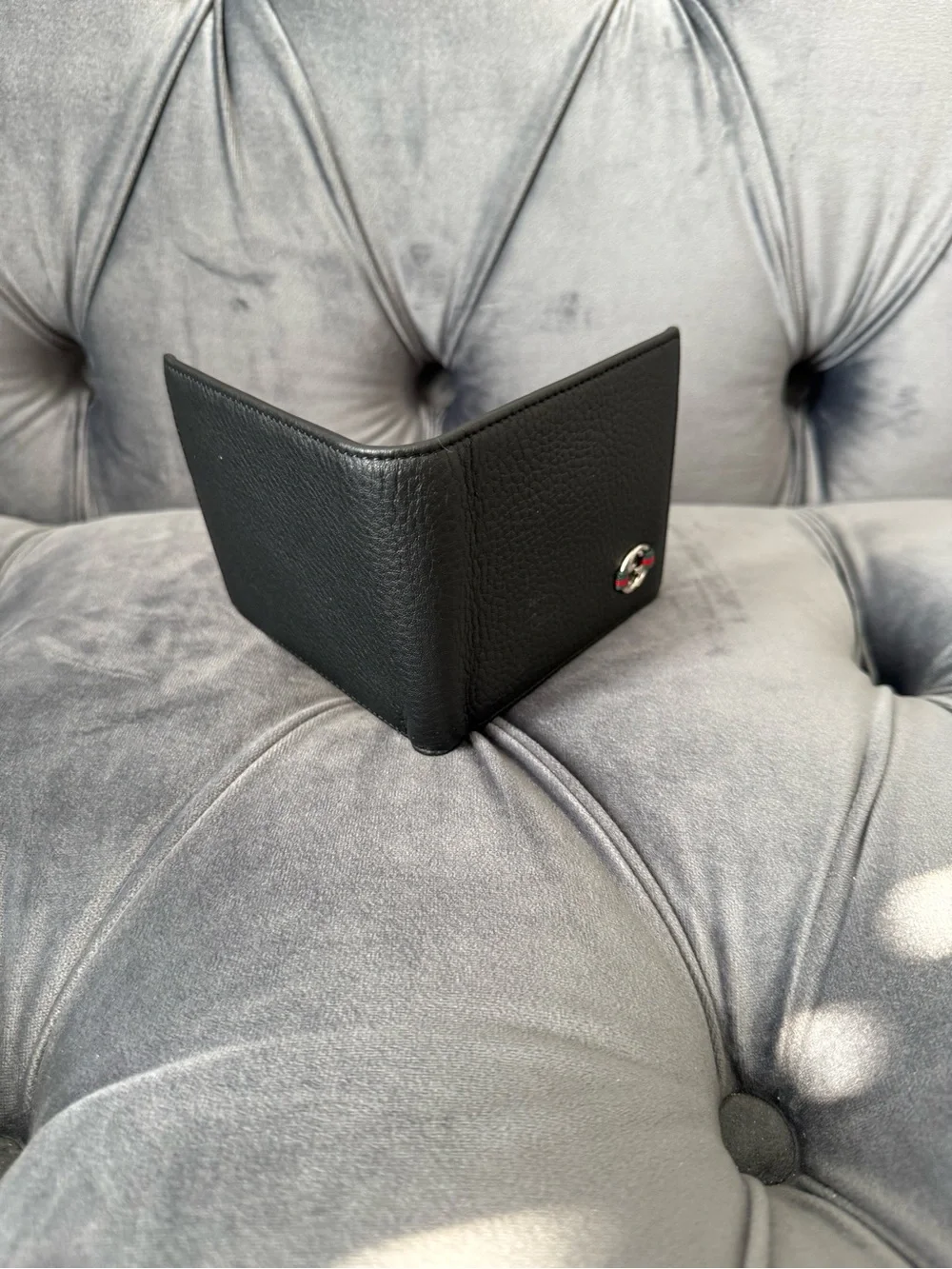 Gucci Black Leather Bifold Wallet with Interlocking GG